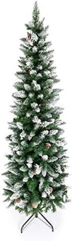 Artificial Pencil Christmas Tree,Snow Flocked Trees with Pine Cone Decoration Unlit 5/6/7/7.5 FT | Amazon (US)