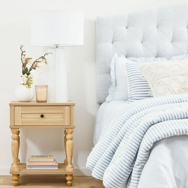 My Texas House Hillcrest Wood Nightstand with Drawer, Light Oak | Walmart (US)