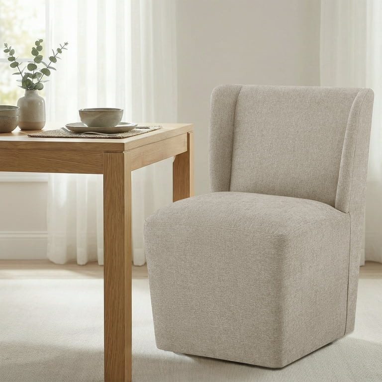 Spruce & Spring Modern Upholstered Dining Chair with Wingback and Hidden Casters, Single, Fabric ... | Walmart (US)