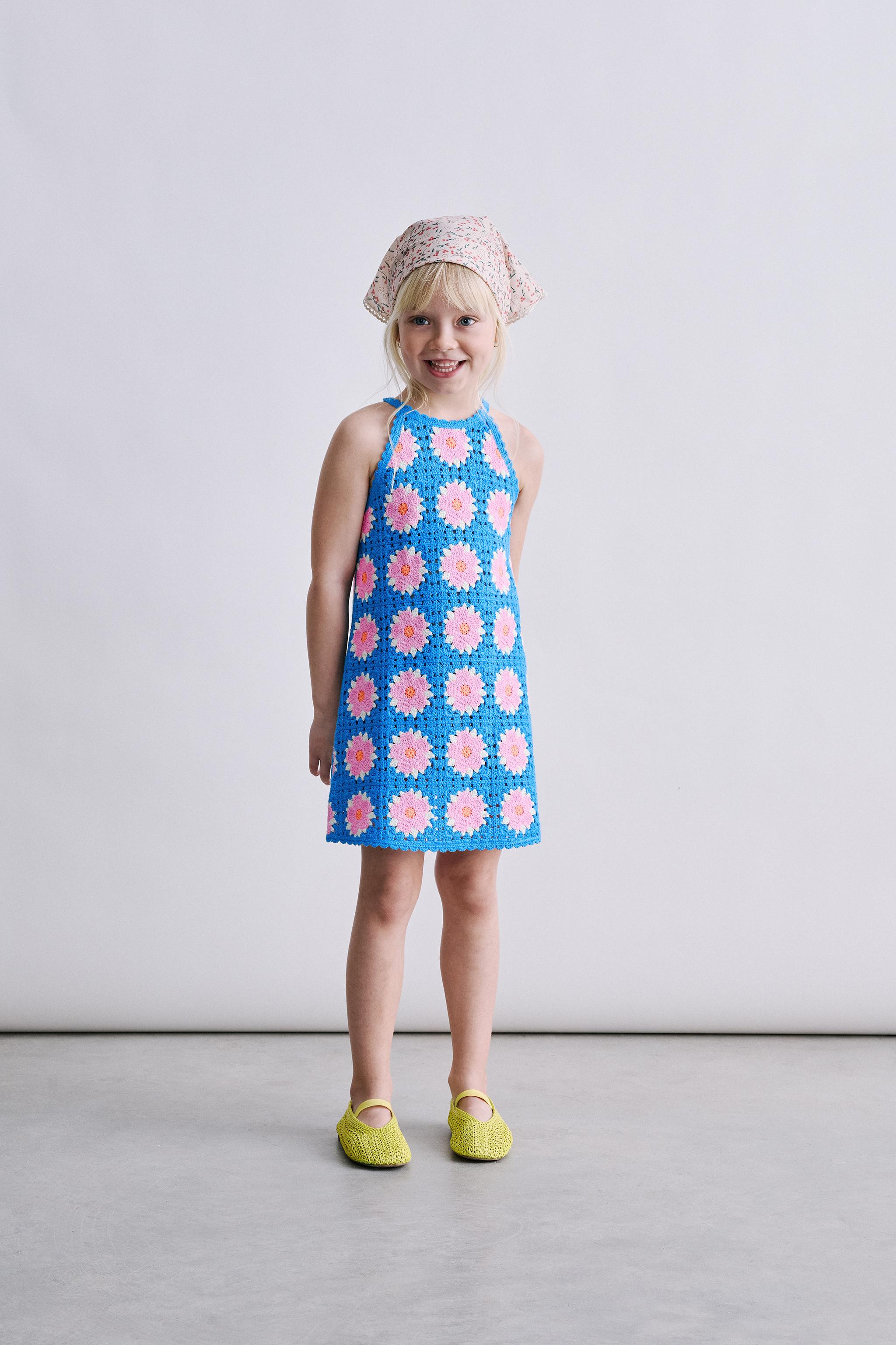 CROCHET FLORAL KNIT DRESS | Zara US