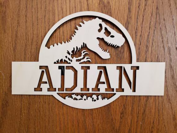 Personalized wood dinosaur wall sign  bedroom door sign | Etsy (US)