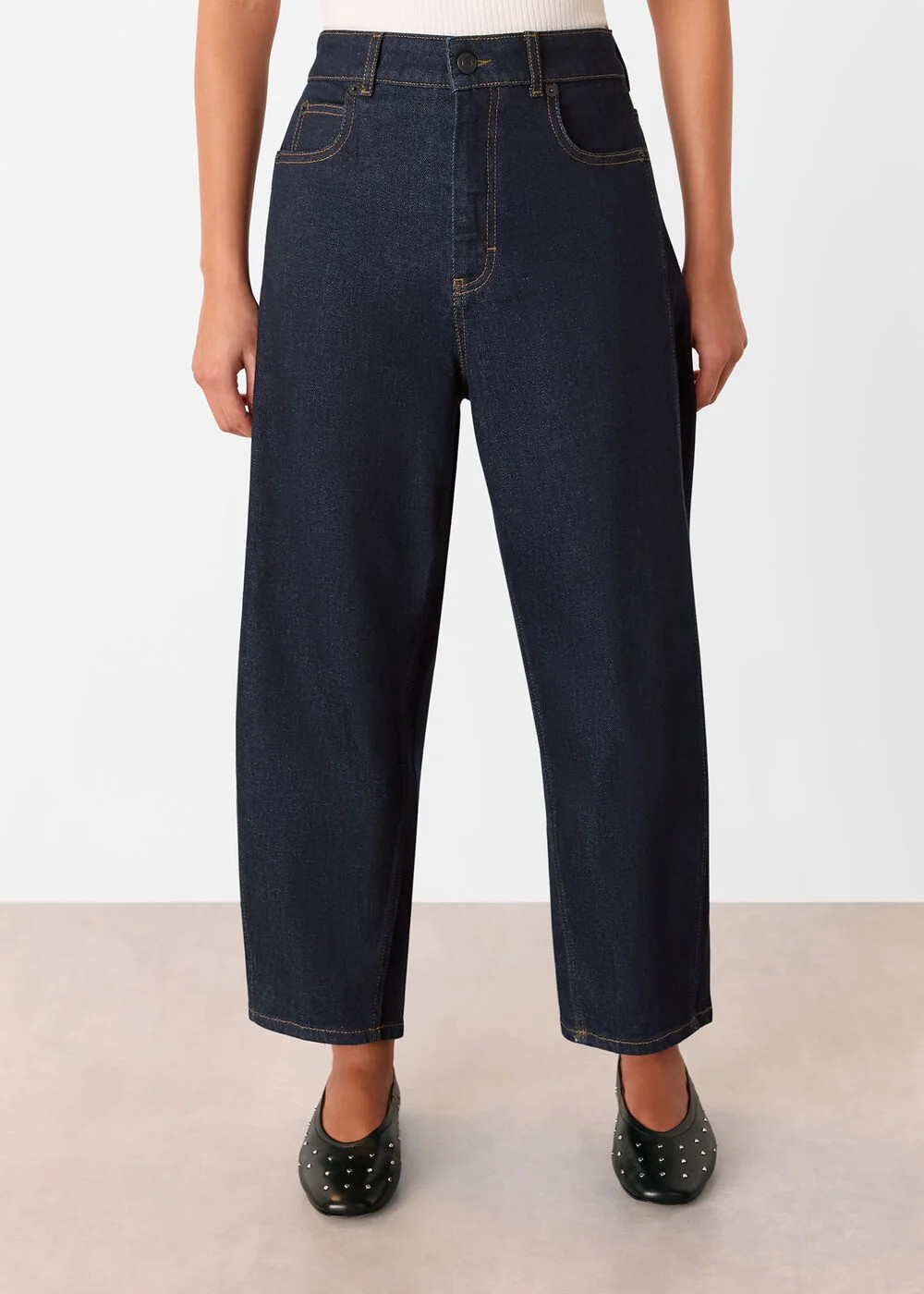 Dark Denim Stretch Barrel Leg Jean | WHISTLES | Whistles UK | | Whistles