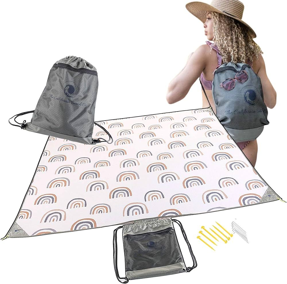 Amazon.com: POP 'N GO Water Repellent Picnic Blanket - 7 x 7 ft Camping Blankets w/Sand and Groun... | Amazon (US)