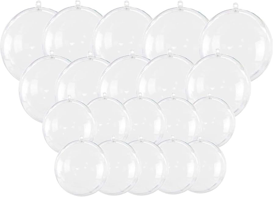 Tmflexe 20Pack Christmas Clear Ball Ornaments Christmas DIY Transparent Balls Fillable for Christ... | Amazon (US)