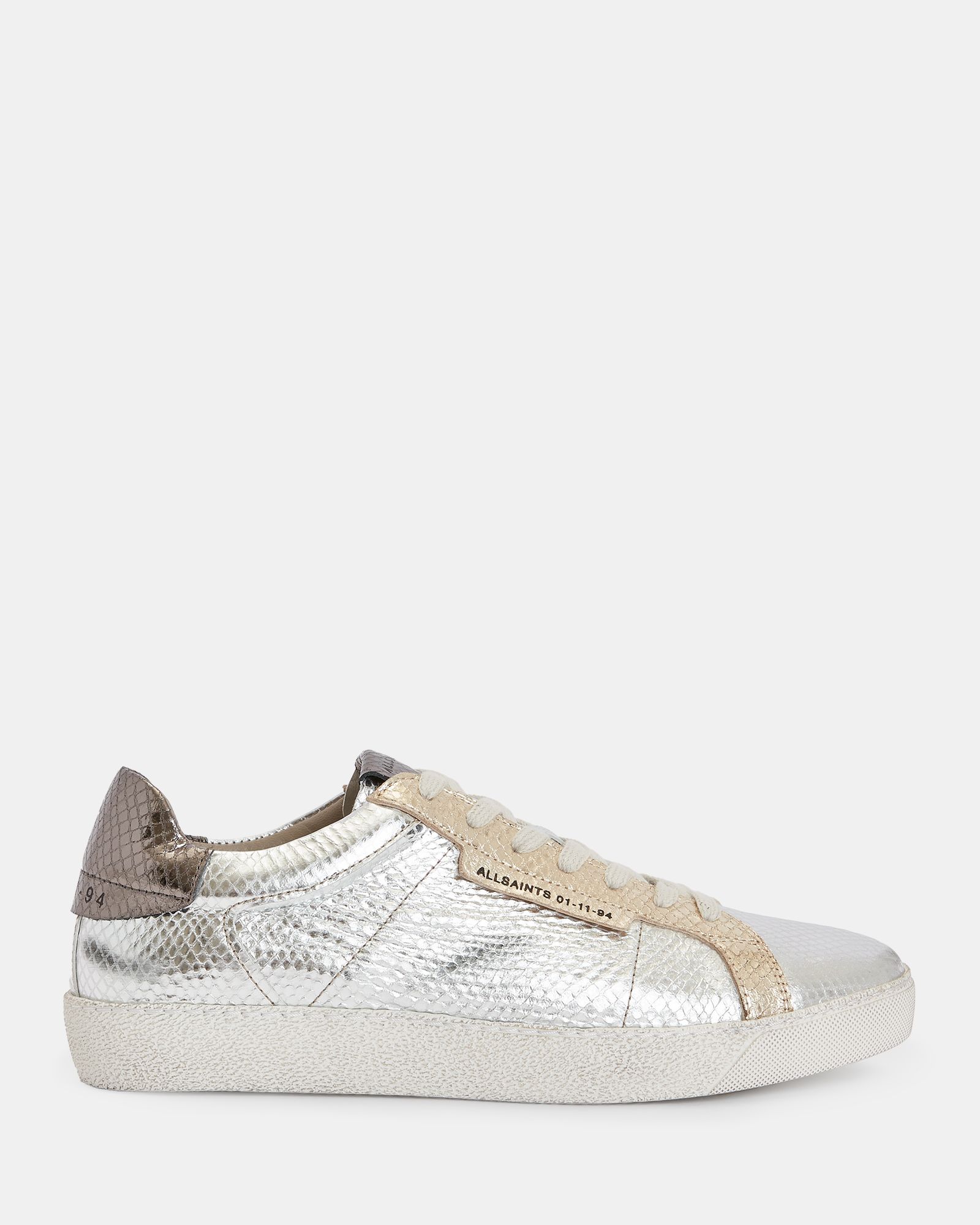 Sheer Leather Low Top Sneakers Silver/Gold | ALLSAINTS US | AllSaints US