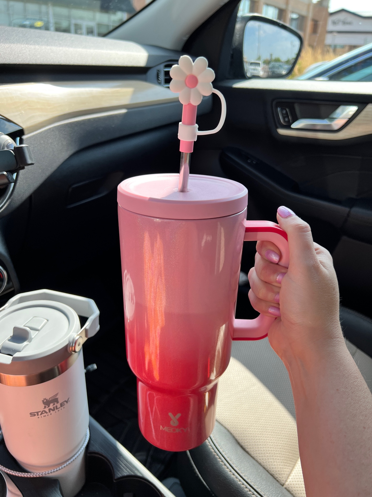 Meoky 40oz Tumbler with Handle Leak-proof Lid and Straw Insulated Coffee Mug