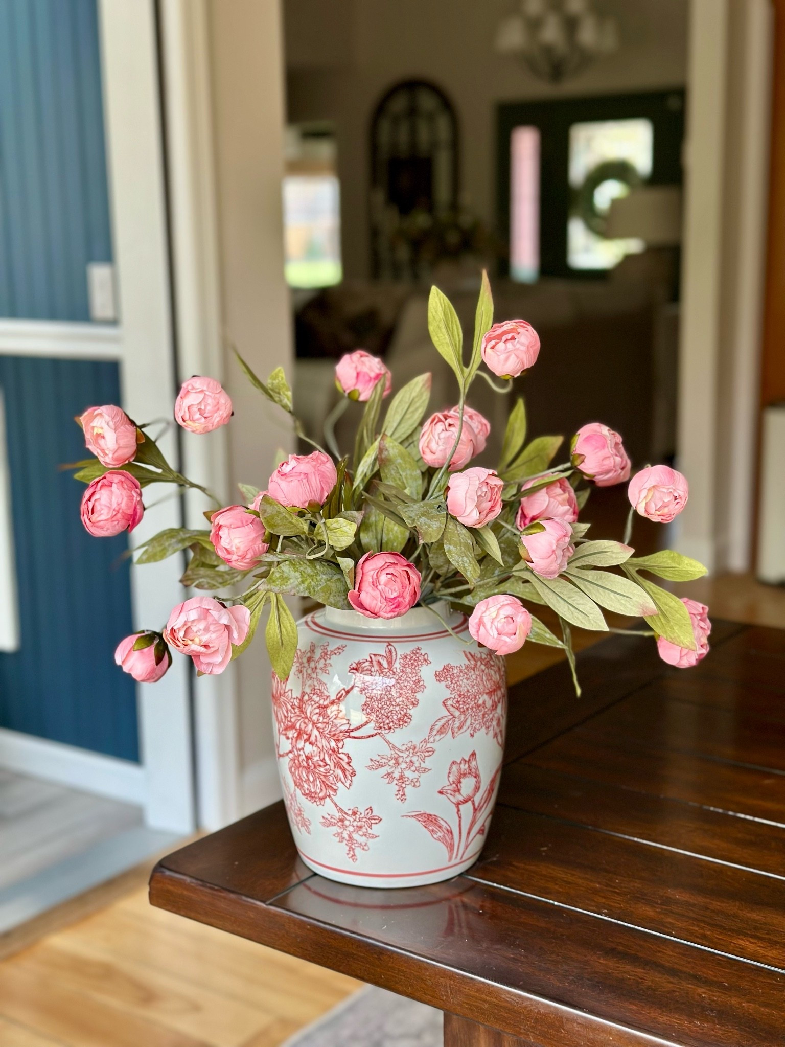 Coral faux peony stem flower arrangement for my grandmother for Mother’s Day. Viral Michaels Ashland peony stems in the color coral . Found the vase at homegoods and linking similar patterned ones

#LTKMothersDay #LTKHome #LTKSeasonal