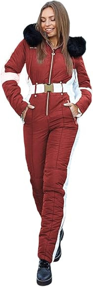Yousify Womens Winter Onesies Ski Jumpsuits Outdoor Sports Waterproof Snowsuit Removable Fur Coll... | Amazon (US)