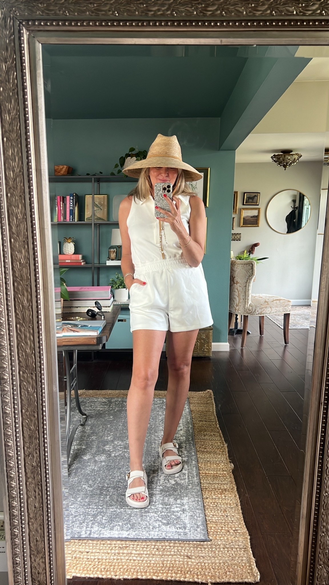 Today’s look! 
Wearing a medium!
Hat lined in my stories.
Necklace by Erin Mc Dermott
Charm from Miranda Frye but sold out 

#LTKStyleTip #LTKOver40 #LTKSeasonal