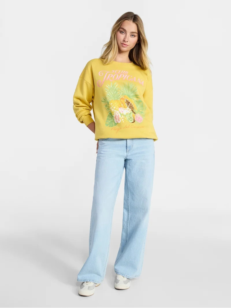 No Boundaries Graphic Crewneck Sweatshirt, Women's and Women's Plus Sizes XXS-4X | Walmart (US)