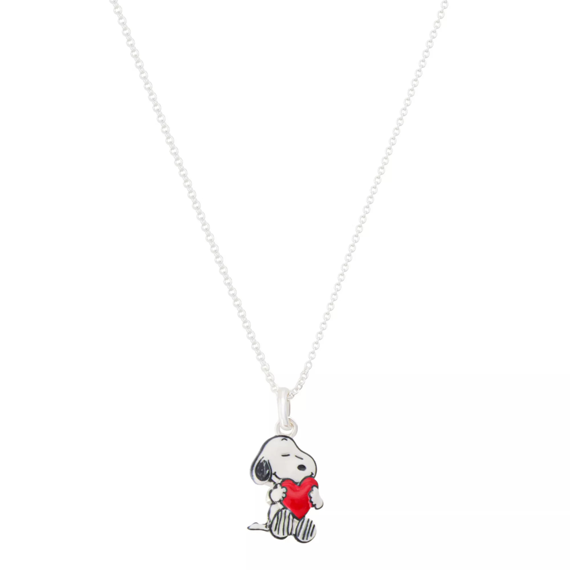 Peanuts Fine Silver Plated Snoopy Heart Hug Pendant Necklace | Kohl's