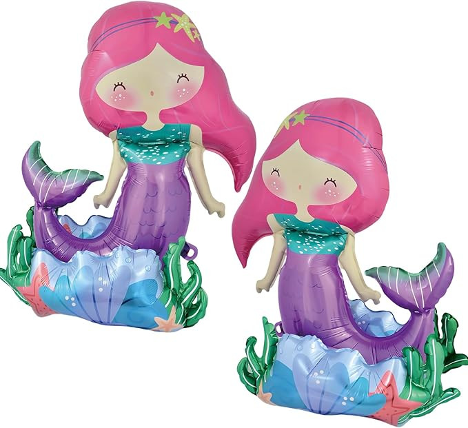 Self-Standing Mermaid Balloons for Little Mermaid Birthday Decorations Mermaid Party Supplies Mer... | Amazon (US)