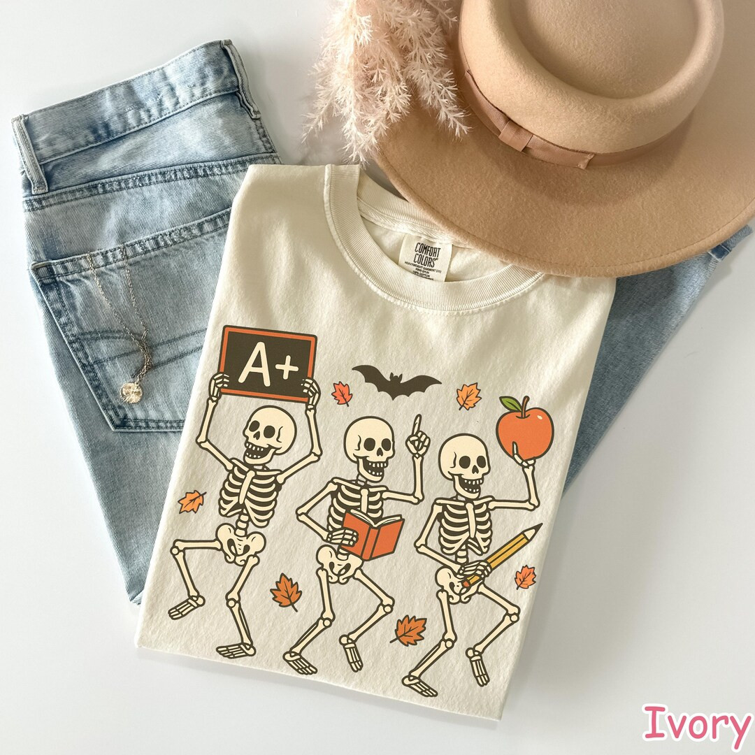 Comfort Colors Halloween Teacher Shirt: Funny Skeleton Tee - Etsy | Etsy (US)