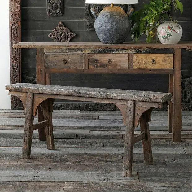 Reclaimed Wood Rustic Farmhouse Bench | Antique Farm House