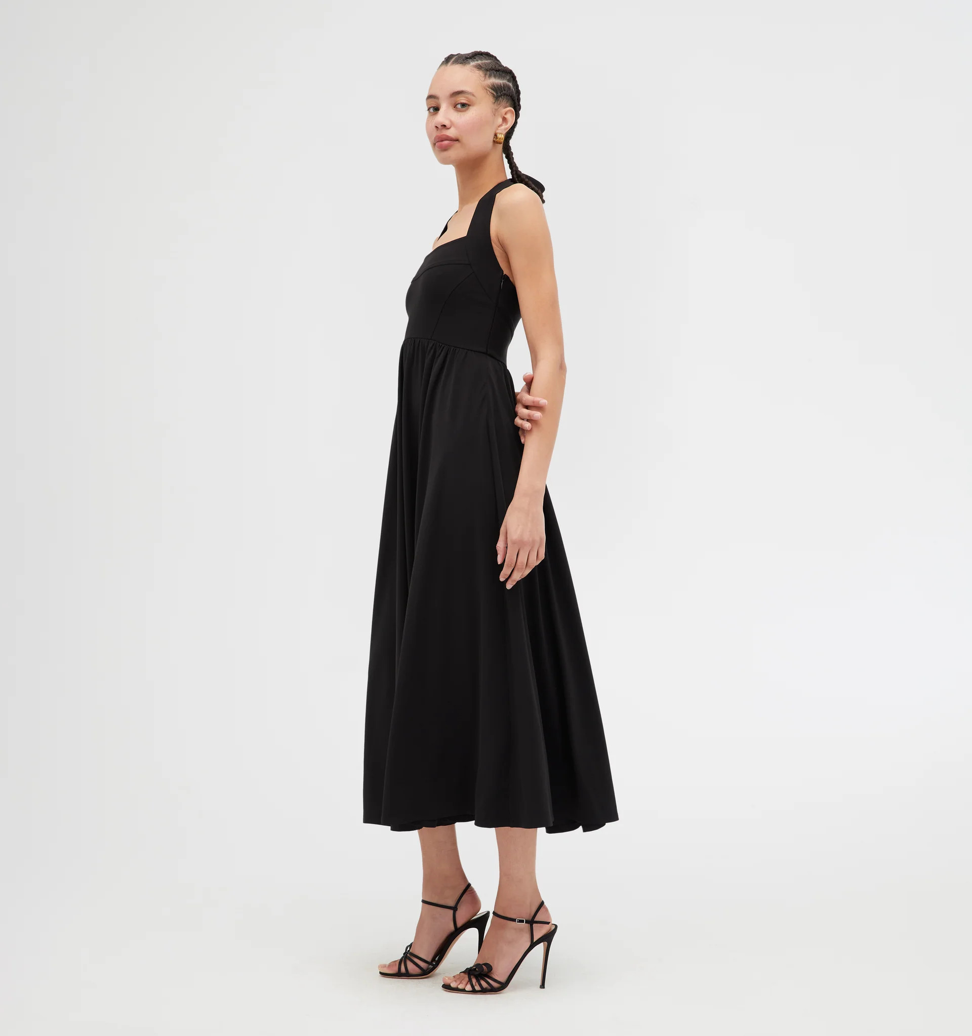 The Fleur Midi Dress - Black Jersey | Hill House Home