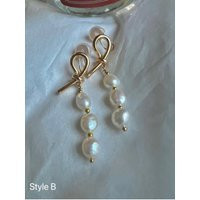 Chic Style Freshwater Pearl Clip-On Earring. Pearl Knot Gold Comfortable Non Pierced Ear Clip. Bridal Gift For Her | Etsy (US)