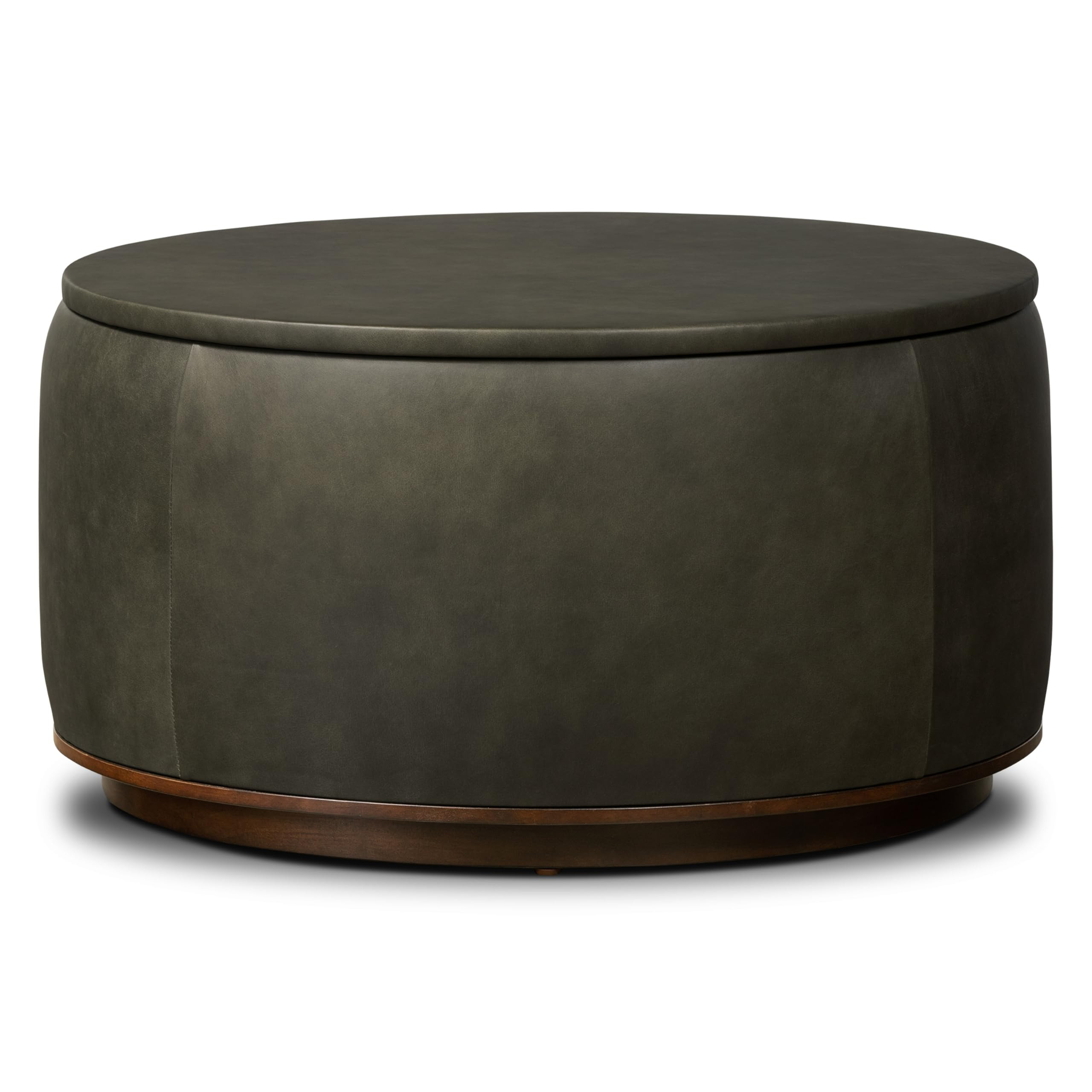 Poly & BARK Herve Storage Ottoman – Round Italian Full-Grain Leather Ottoman with Hidden Storag... | Amazon (US)