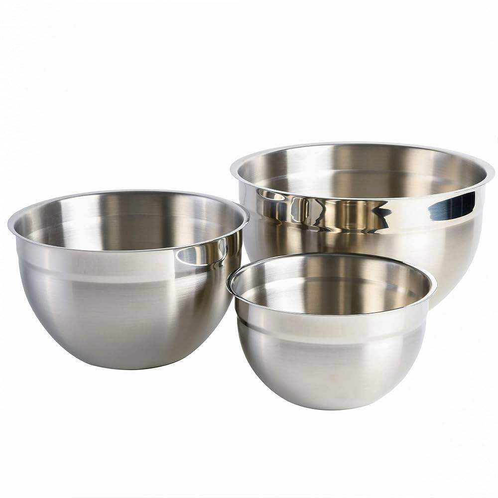 Babish Stainless Steel Mixing Bowl Set, 3-Piece | Amazon (US)