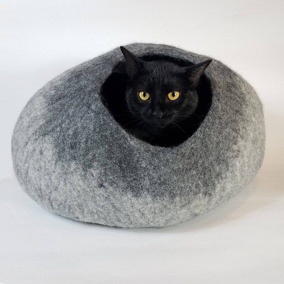 Grey Ombre Cat Cave  Hand Made Wool Cat Bed Cat House Cat | Etsy | Etsy (US)