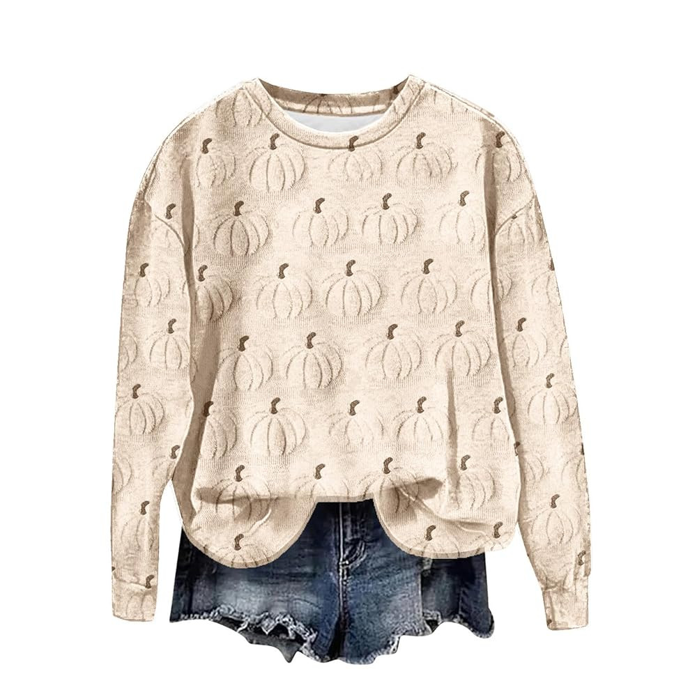 Halloween Sweatshirts Women Cute Boo Graphic Shirt Thanksgiving Pumpkin Sweatshirt Funny Long Sle... | Amazon (US)