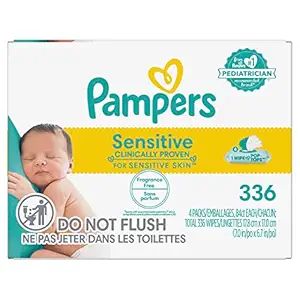 Baby Wipes Fitment, 336 count - Pampers Sensitive Water Based Hypoallergenic and Unscented Baby W... | Amazon (US)
