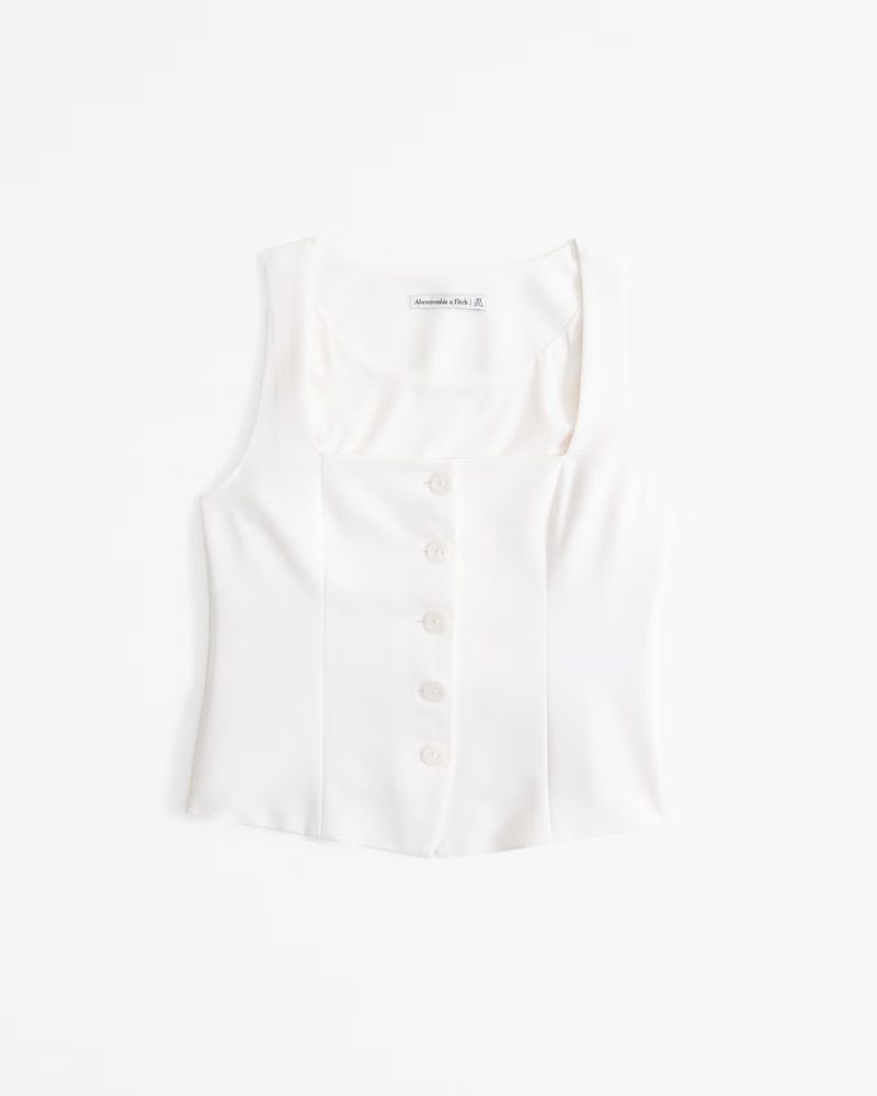 The A&F Mara Tailored Vest Squareneck Set Top | Abercrombie & Fitch (UK)