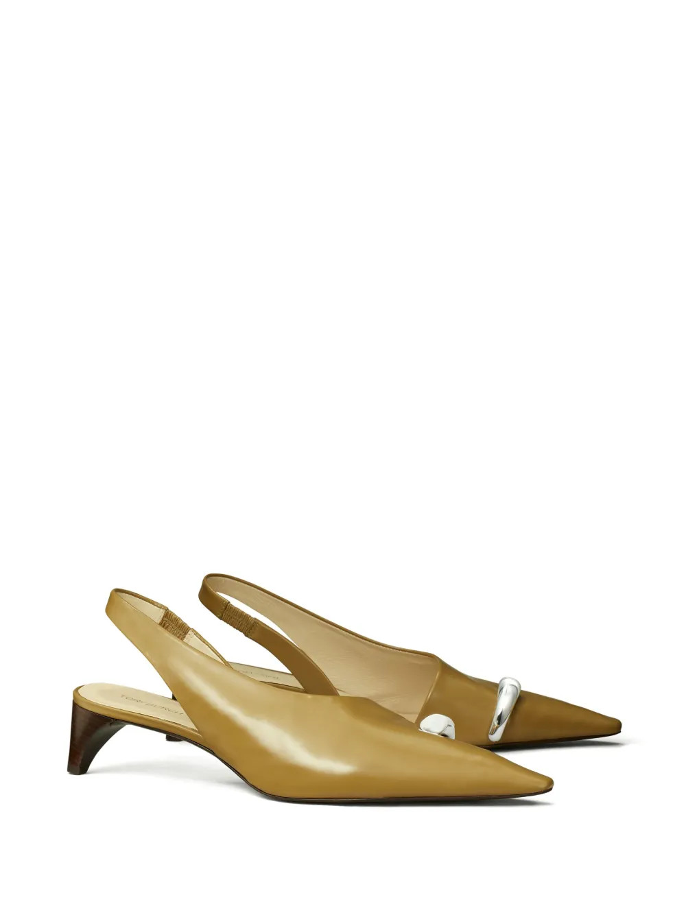 Tory Burch Pierced 45mm Leather Pumps  | Brown | FARFETCH AU | Farfetch Global