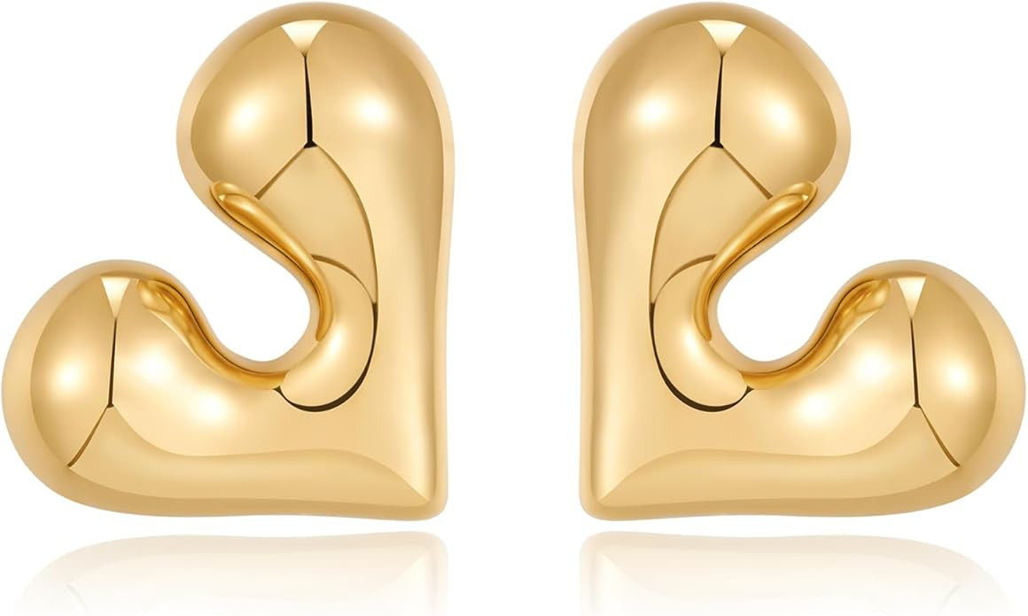 MUYAN Small Heart Stud Earrings for Women Love Heart Dainty Earrings Fashion Jewelry | Amazon (US)