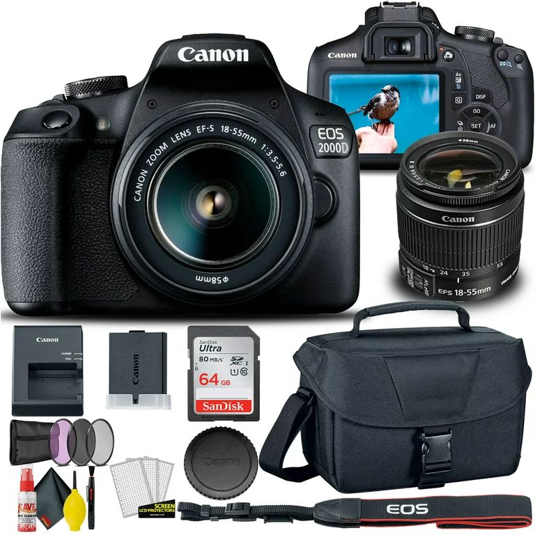 Canon EOS 2000D / Rebel T7 DSLR Camera with 18-55mm Lens  + Creative Filter Set, EOS Camera Bag +... | Walmart (US)
