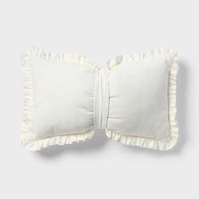 Velvet Bow Kids' Decorative Throw Pillow Cream - Pillowfort™ | Target