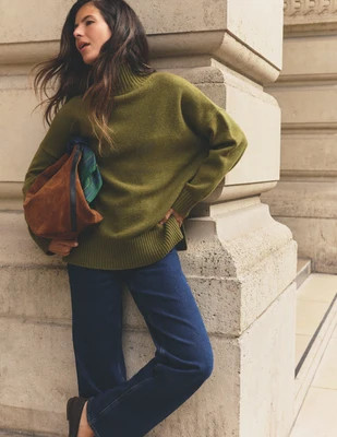 Boden Women's Marta Longline Merino Jumper in Green | Size Small | Boden UK