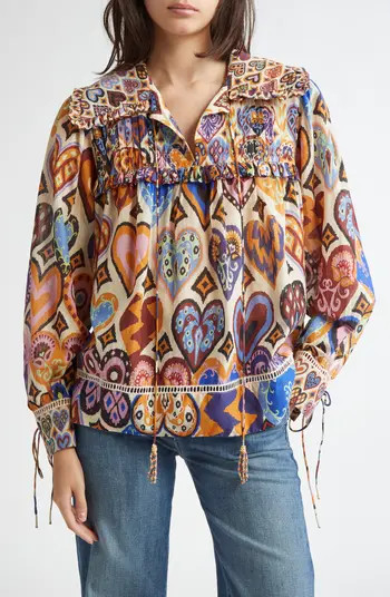 FARM Rio Hearts Ikat Cream Top | Nordstrom | Nordstrom