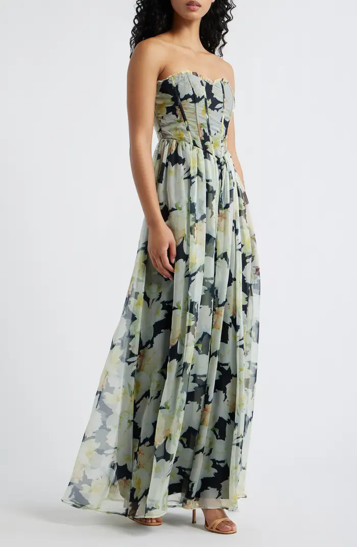 Lulus Remi Floral Strapless Corset Maxi Dress | Nordstrom | Nordstrom