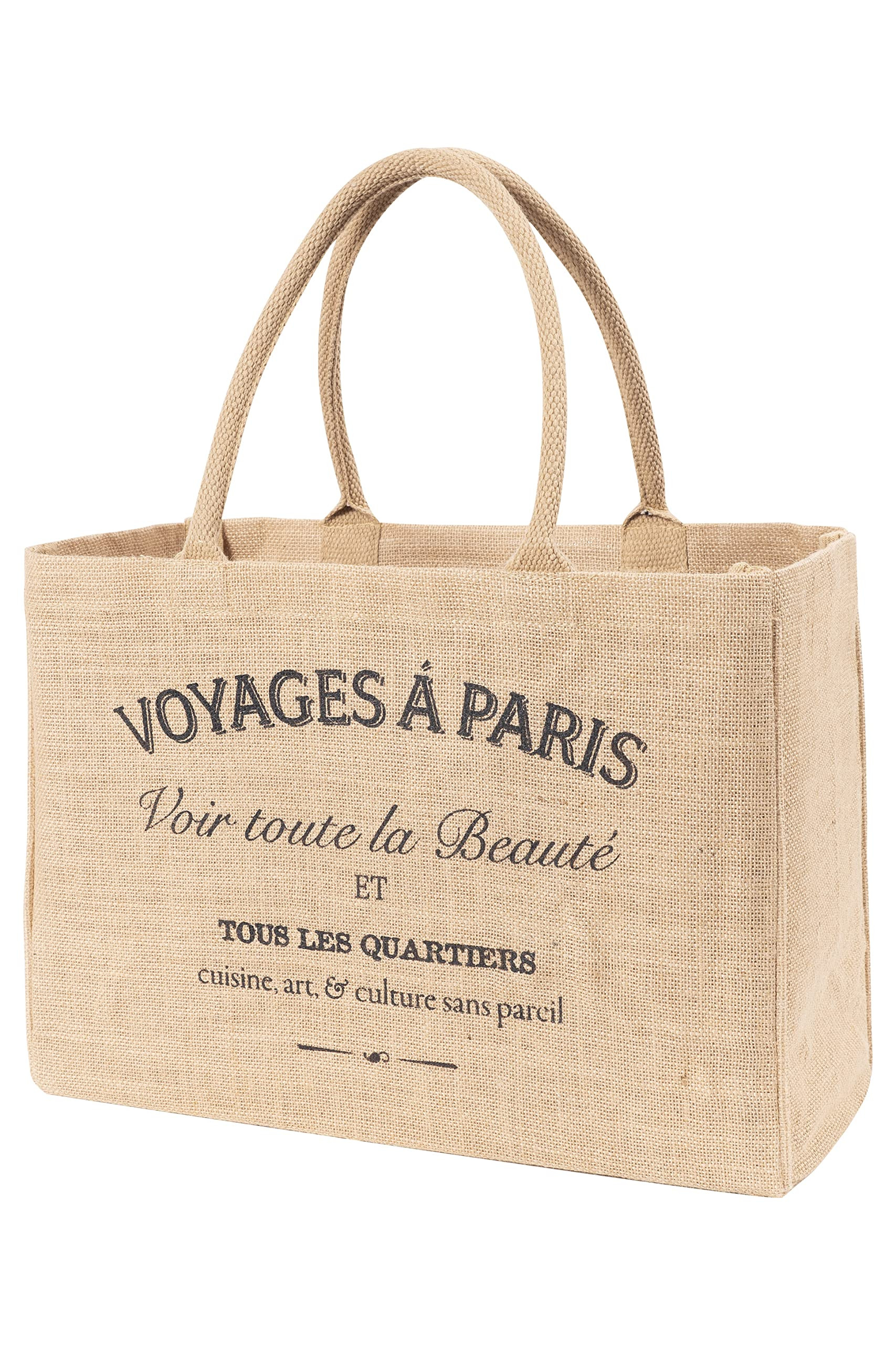 KAF Home Jute Market Tote Handles Reusable Grocery Bag, Voyages | Amazon (US)
