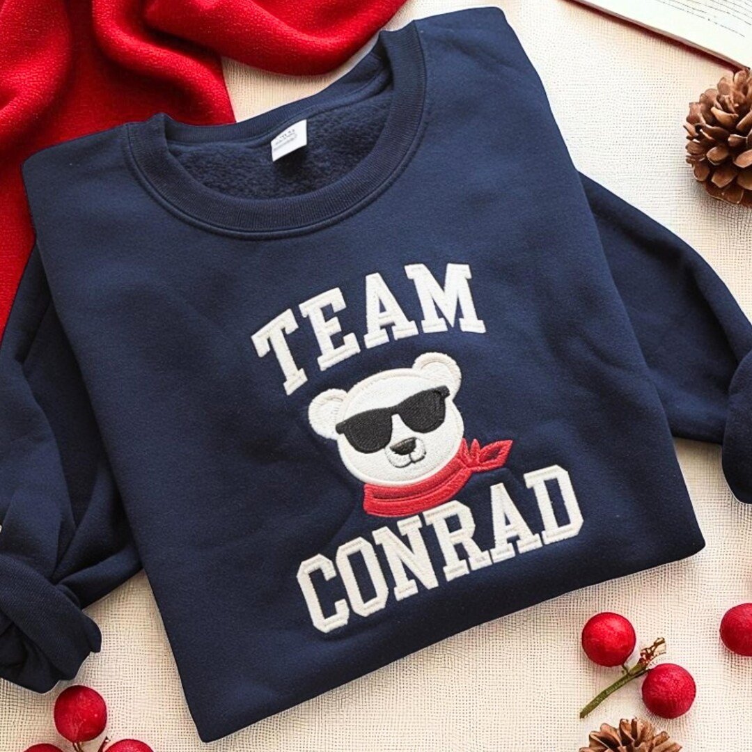 Team Conrad Embroidered Sweatshirt: Junior Mint Bear, Cousins Beach - Etsy | Etsy (Global)