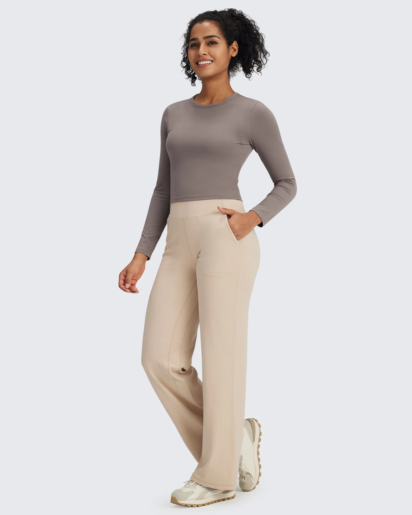 Women's Long Sleeve Slim Cropped Workout Tops | g4free activewear