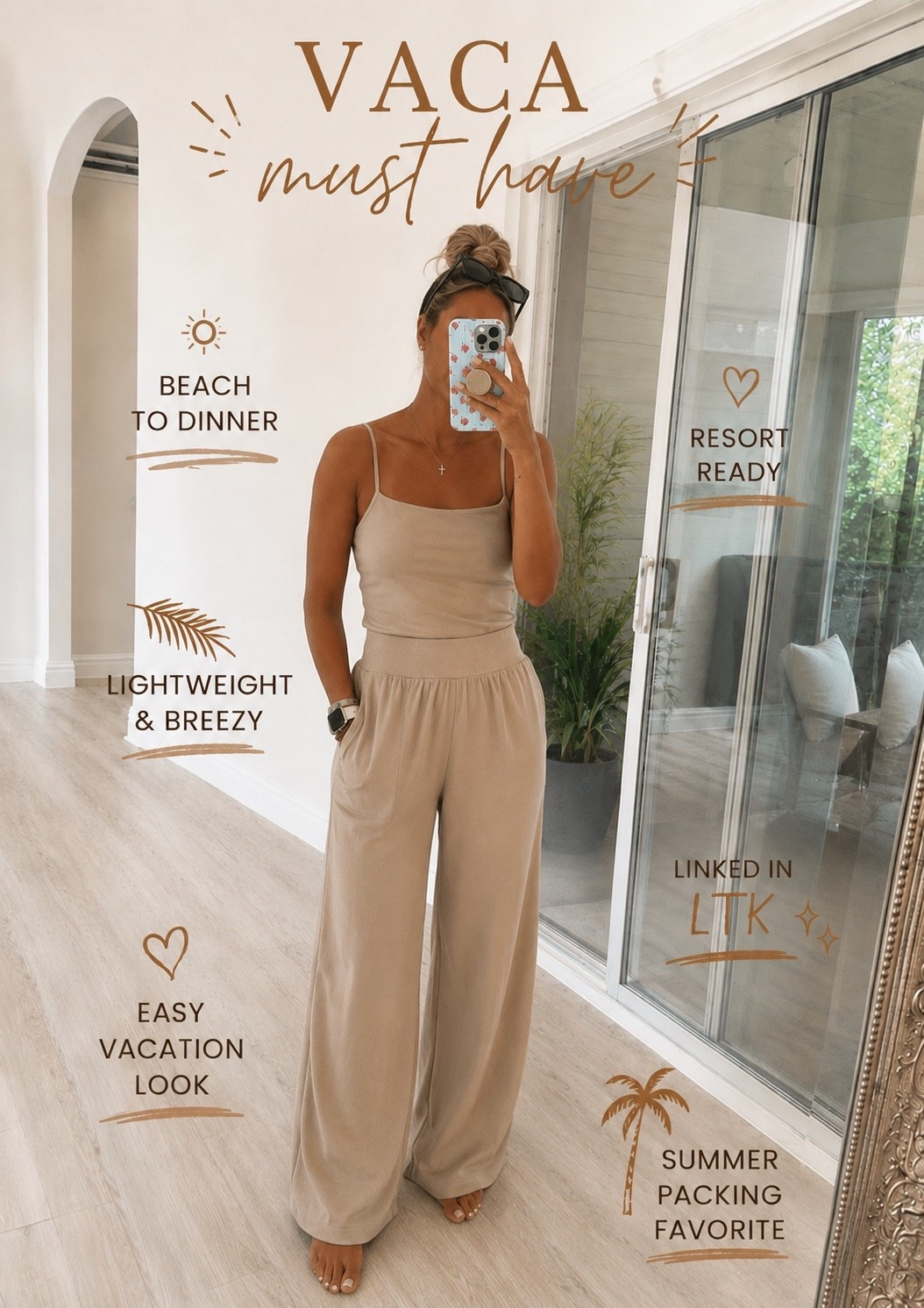 ✨ Vacation outfit on repeat! ✨

This matching set is one of those outfits that makes getting dressed so easy. Lightweight, comfy, and perfect for everything from travel days to dinner on vacation. I have a feeling I’ll be reaching for this one all summer long! ☀️🤎🌴

✈️ Travel day approved
☀️ Lightweight & breathable
🤎 Easy to dress up or down
🌴 A summer packing favorite

Linked in my LTK! ✨

#LTKStyle #LTKTravel #LTKFinds #VacationStyle #ResortWear #SummerOutfit #TravelOutfit #NeutralStyle #BeachToDinner #SummerFashion #VacationMustHave #SimplySchade #OOTD #TravelStyle #EffortlessStyle

#LTKgrwm #LTKootd #LTKdayinmylife