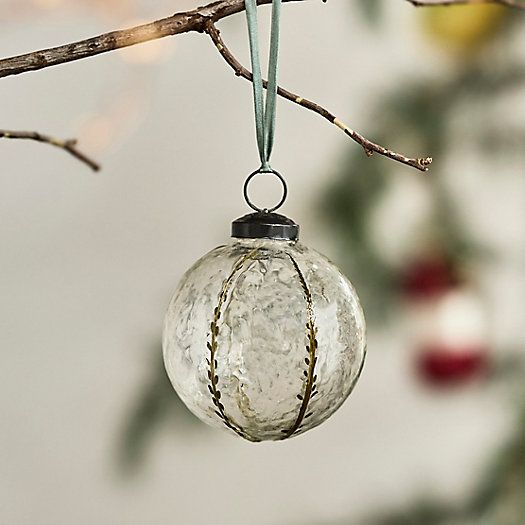 Leafy Etched Glass Ornament | Terrain