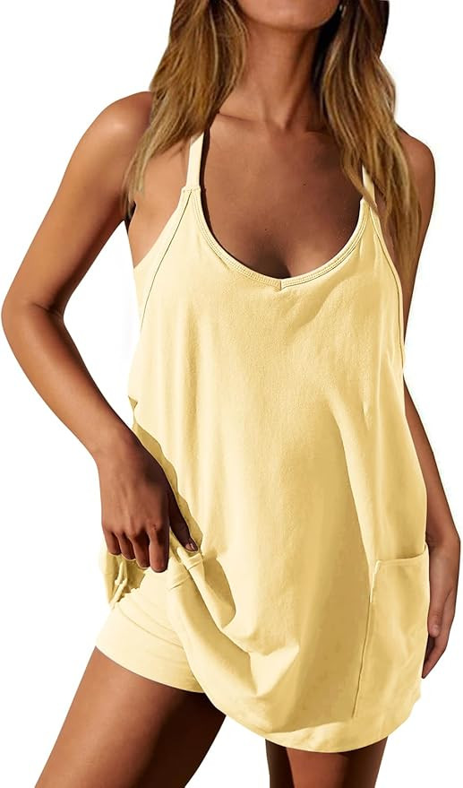 Nirovien Womens Tennis Dress Workout Mini Dress with Shorts Sleeveless Spaghetti Straps Golf Athl... | Amazon (US)