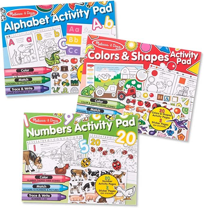 Melissa & Doug Activity Pad Bundle - Alphabet, Colors & Shapes & Numbers - Sticker And Coloing Ac... | Amazon (US)