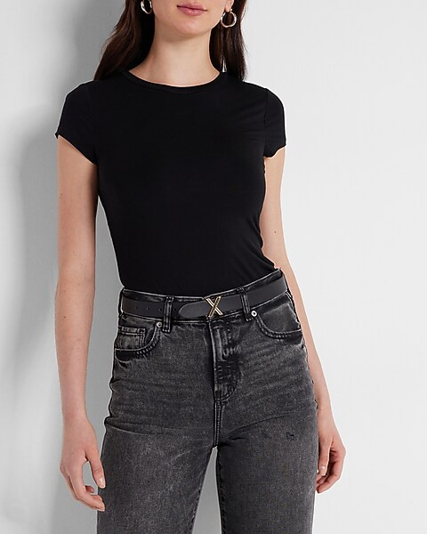 Fitted Double Layer Crew Neck Tee | Express