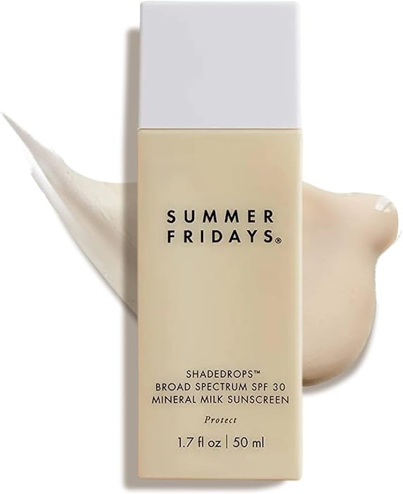 Summer Fridays ShadeDrops Broad Spectrum SPF 30 Mineral Milk Face Sunscreen with Zinc Oxide - Lig... | Amazon (US)