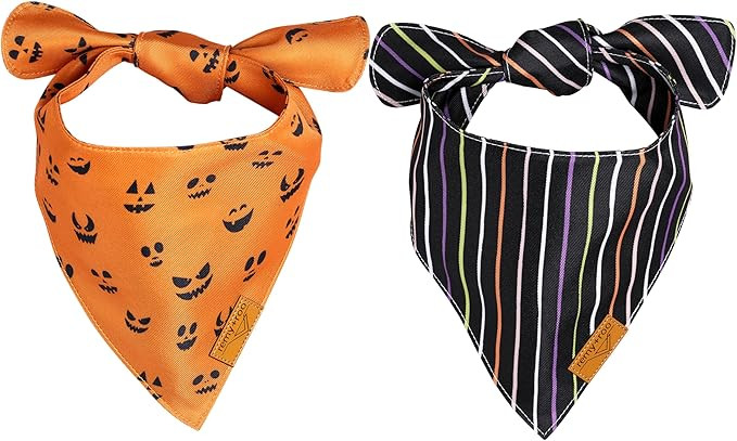 Remy+Roo Dog Bandanas - 2 Pack | Halloween Dog Bandanas Jack Set | Premium Durable Fabric Bandana... | Amazon (US)