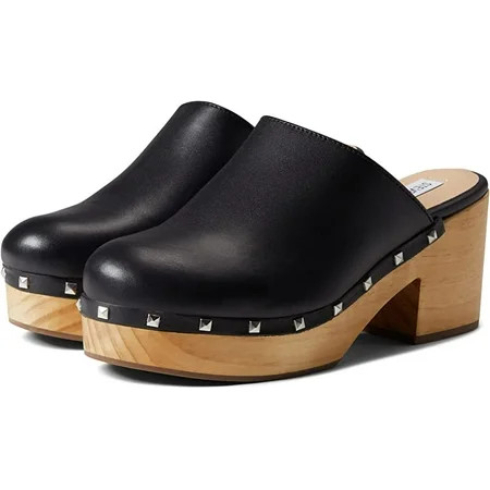 Steve Madden Brooklyn-1 Black Leather Rounded Toe Pyramid Detailed Heeled Sandal | Walmart (US)