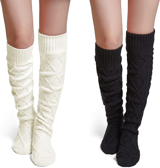 Pcavin Thigh High Socks for Women Cable Knit Over the Knee Boot Socks, Long Warm Leg Warmers Wint... | Amazon (US)