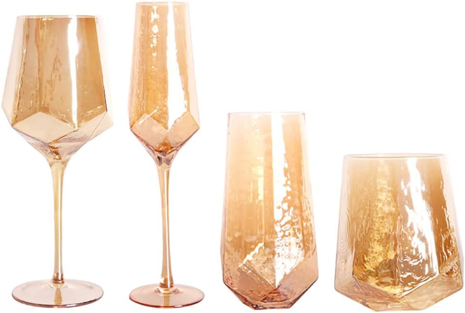 Vintage Amber Wine Glasses Set Of 2 Long Stem Wine Glasses Champagne Flutes Goblet Glass Lead-Fre... | Walmart (US)