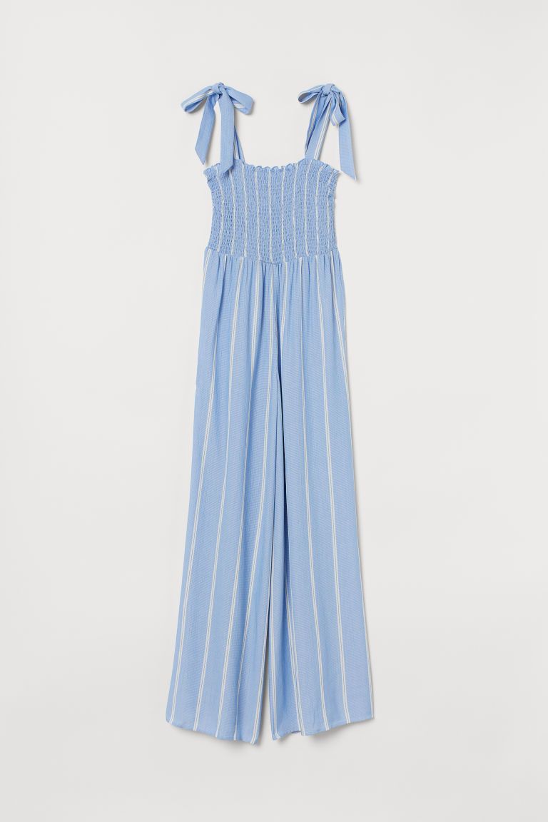 H & M - Jumpsuit with Smocking - Blue | H&M (US + CA)
