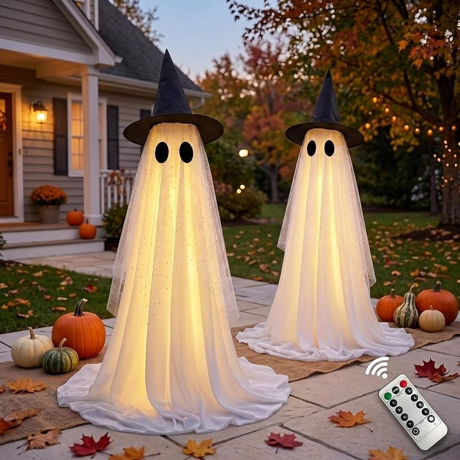 Halloween Decorations Outdoor, Spooky Ghost Halloween Decor with Witch Hat | Amazon (US)