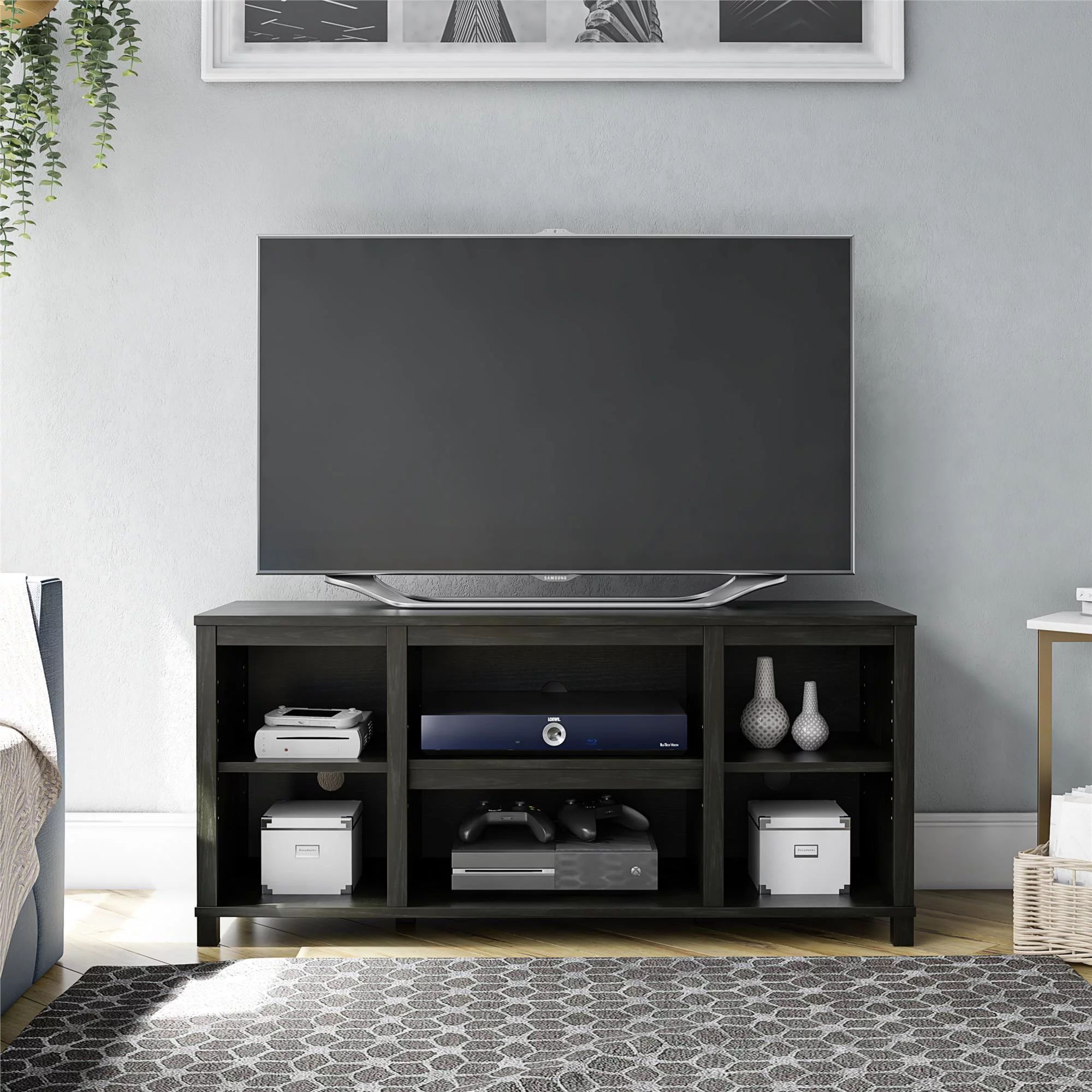 Mainstays Parsons TV Stand for TVs up to 50", Black Oak - Walmart.com | Walmart (US)