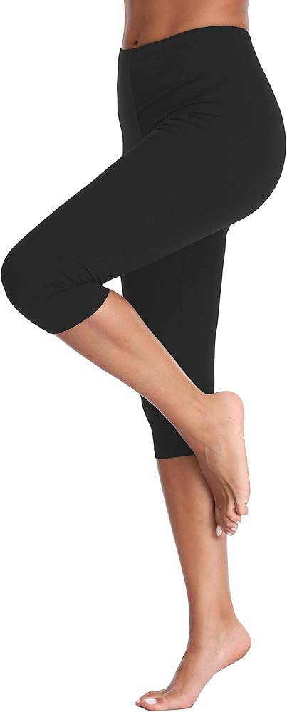 Kotii Women's Lightweight Soft Capri Leggings Crop Leggings 3/4 Stretch Yoga Pants | Amazon (US)